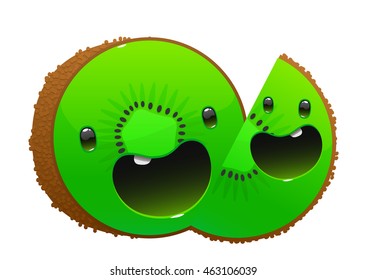 cute cartoon character kiwi on white background isolated