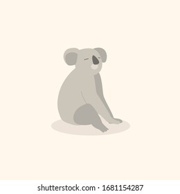 Cute cartoon character koala. Print for baby shower party. Vector print of cute koala vector illustration.