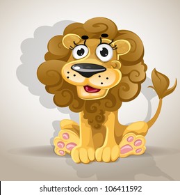 Cute cartoon character lion