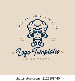 cute cartoon character logo. cute character logo template with glasses.
