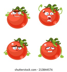 Cute cartoon character with many expressions of tomato