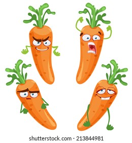 Cute cartoon character with many expressions of carrot