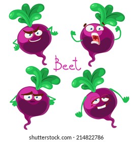 Cute cartoon character with many expressions of beet