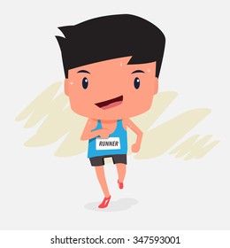 Cute cartoon character of marathon runner man
