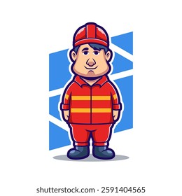 Cute cartoon character mascot profession job fireman vector