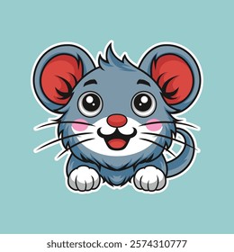 Cute cartoon character mouse mascot design, illustration, vector, icon, mouse sticker, mouse design