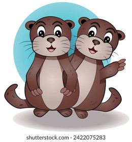 Cute Cartoon Character Otter Vector Illustration