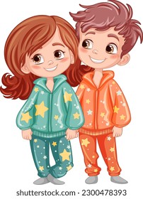 Cute cartoon character in pajamas illustration