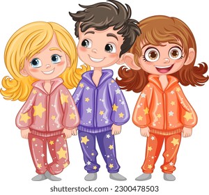 Cute cartoon character in pajamas illustration