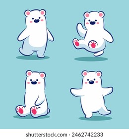 cute cartoon character polar white bear set vector IIlustration for elements, clipart and sticker