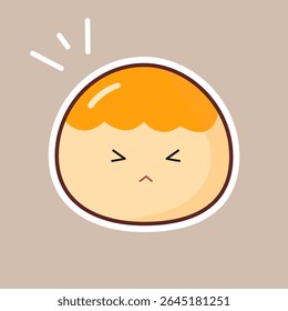 Cute Cartoon Character with Pouty Expression, Digital Art, Simple Background, Whimsical Style