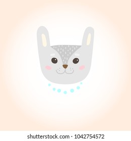 Cute cartoon character of a rabbit. Cool picture is great for children's products: clothes, textiles, postcards, stationery products and other things. Vector illustration.
