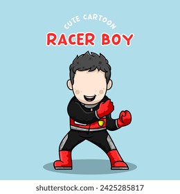 Nette Cartoon Charakter Racer Junge Vektor-Illustration