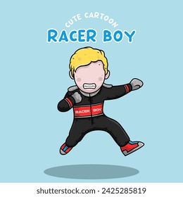 Nette Cartoon Charakter Racer Junge Vektor-Illustration