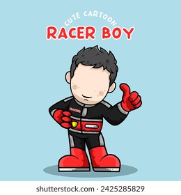 Nette Cartoon Charakter Racer Junge Vektor-Illustration