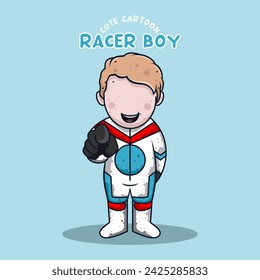 Nette Cartoon Charakter Racer Junge Vektor-Illustration