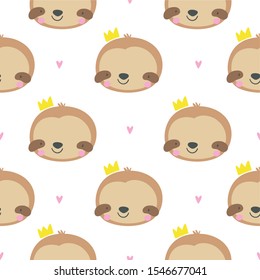 Lindos personagens de desenhos animados preguiça / Impressão vetorial com bonito urso de preguiça 