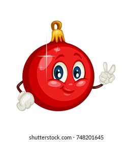 Cute Cartoon Character of a Smiling Christmas Ball