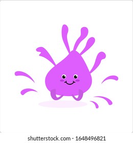 Cute Cartoon Character Stain Of Paint. Colored Spray Of Mud, A Drop Of Mucus, A Blot. Vector Illustration. For Packaging, Brochures, Design