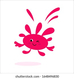 Cute cartoon character stain of paint. Colored spray of mud, a drop of mucus, a blot. Vector illustration. For packaging, brochures, design