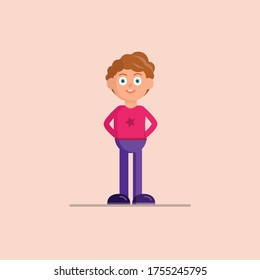 a cute cartoon character standing.vector illustration