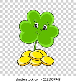 Cute cartoon character sticker. Isolated on transparent background. Design element. Vector illustration.