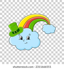 Cute cartoon character sticker. Isolated on transparent background. Design element. Vector illustration.