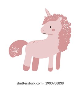 Cute cartoon character unicorn animal. Vector illustration.