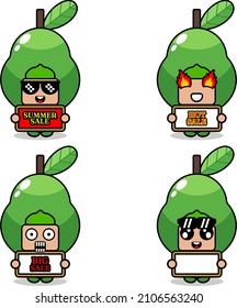 cute cartoon character vector avocado fruit mascot costume set summer sale bundle collection