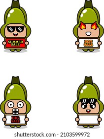 cute cartoon character vector cahyote vegetable mascot costume set summer sale bundle collection