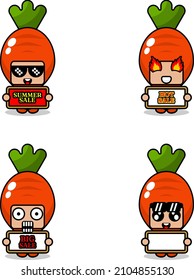 cute cartoon character vector carrot vegetable mascot costume set summer sale bundle collection