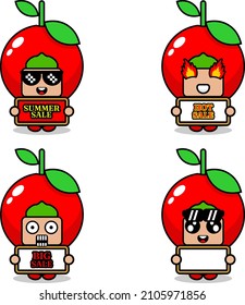 cute cartoon character vector cherries fruit mascot costume set summer sale bundle collection