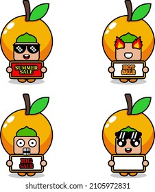 cute cartoon character vector citrus fruit mascot costume set summer sale bundle collection