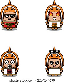 cute cartoon character vector clown fish sea animal mascot costume set summer sale bundle collection