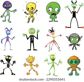 cute cartoon character. vector illustration set.