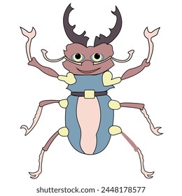 Cute cartoon character vector illustration. Funny forest or garden animals isolated on a white background. Insects, nature concept