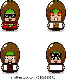 cute cartoon character vector kiwi fruit mascot costume set summer sale bundle collection