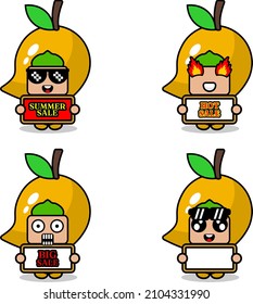 cute cartoon character vector mango fruit mascot costume set summer sale bundle collection