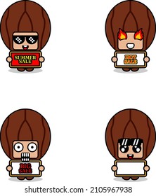 lindo personaje de caricatura vector nutmeg disfraz mascota set colección de paquetes de venta de verano