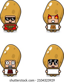 cute cartoon character vector potato vegetable mascot costume set summer sale bundle collection