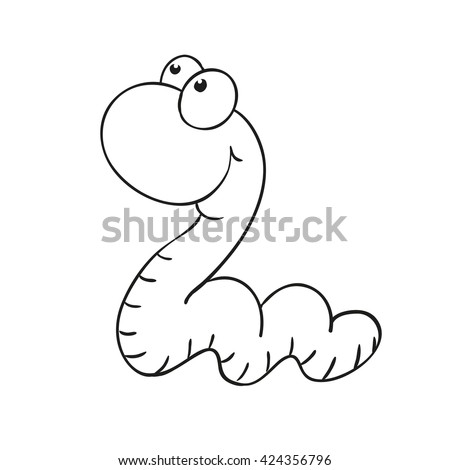 Download Cute Cartoon Character Worm Coloring Book Stock Vector ...
