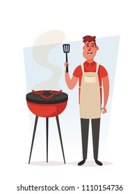 Cartoon Character Bbq Chef Outdoor Rest Stock Vector (Royalty Free ...