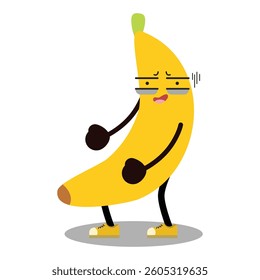 Cute cartoon characters banana. Mascot. Suitable for flat design graphic illustration, clip art, stickers, etc