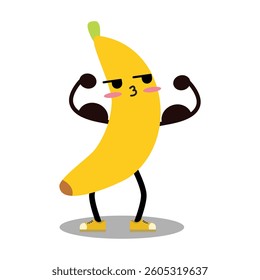 Cute cartoon characters banana. Mascot. Suitable for flat design graphic illustration, clip art, stickers, etc