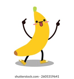 Cute cartoon characters banana. Mascot. Suitable for flat design graphic illustration, clip art, stickers, etc
