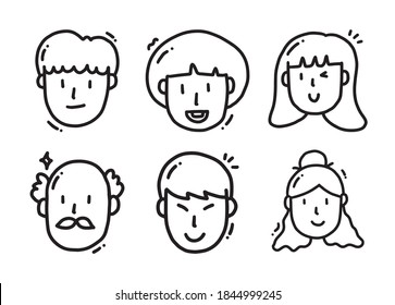 Cute cartoon characters with difference of Age and Gender, hand drawn vector illustration.