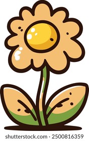 Cute Cartoon characters flower in pot flower Plant illustration vector on white background Stock Photos and Images