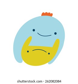 Cute cartoon characters of hug mom and baby. Hug illustration