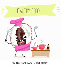 Cute  cartoon  characters lychee with different activities. Flat vector illustration, funny fruits. Organic food.
