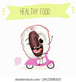 Cute  cartoon  characters lychee with different activities. Flat vector illustration, funny fruits. Organic food.